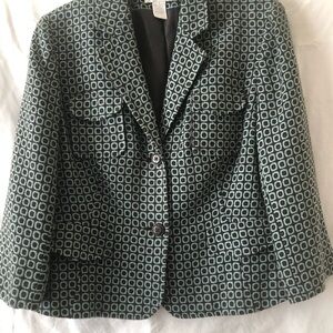 Worthington Black and Green Patterned Blazer